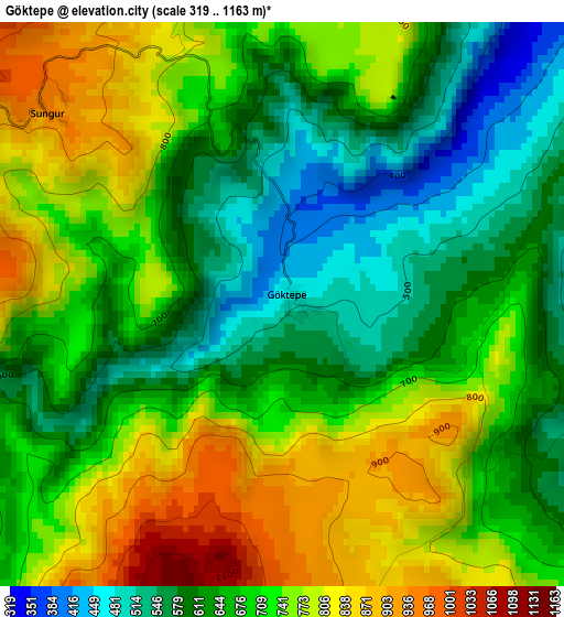 Göktepe elevation map