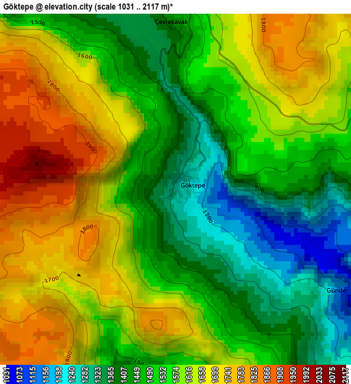 Göktepe elevation map