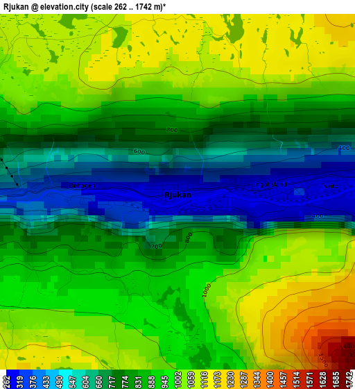 Rjukan elevation map