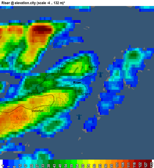 Risør elevation map