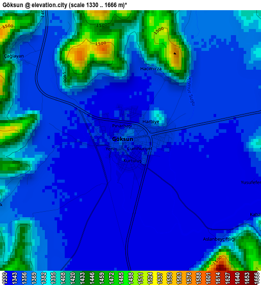 Göksun elevation map