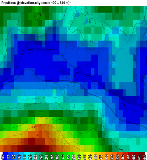 Prestfoss elevation map