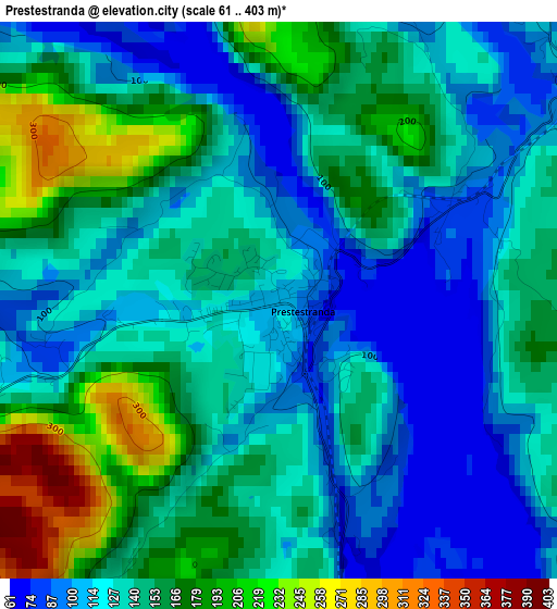 Prestestranda elevation map