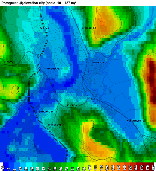 Porsgrunn elevation map