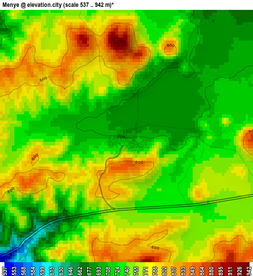 Menye elevation map