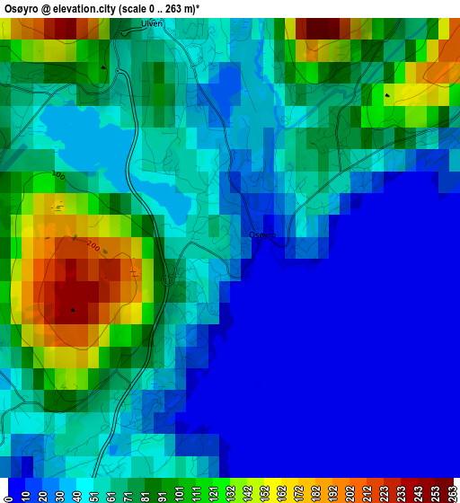 Osøyro elevation map