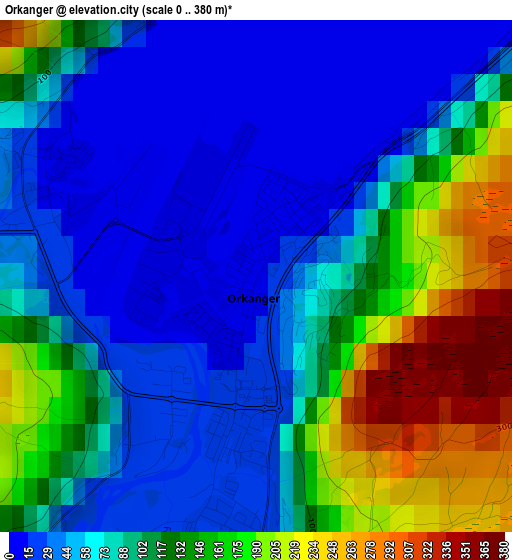 Orkanger elevation map