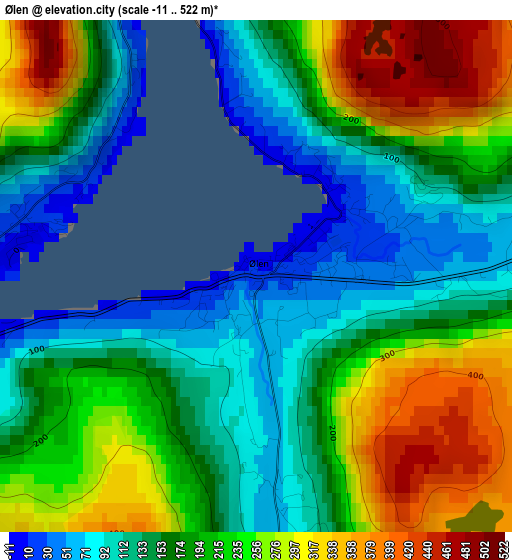 Ølen elevation map