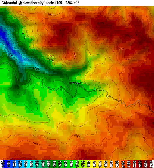 Gökbudak elevation map