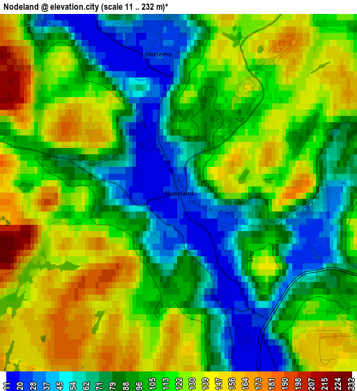 Nodeland elevation map