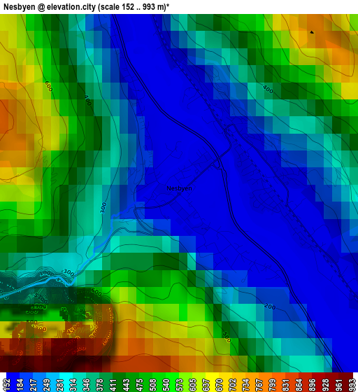 Nesbyen elevation map