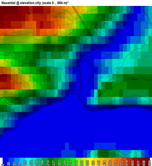 Naustdal elevation map