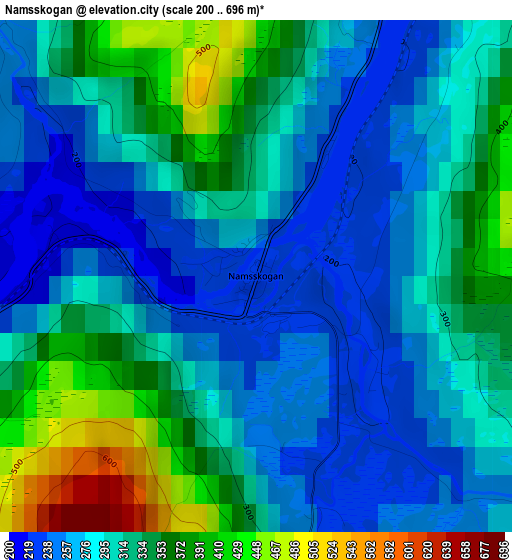 Namsskogan elevation map