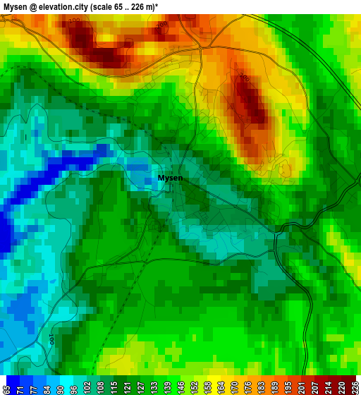 Mysen elevation map