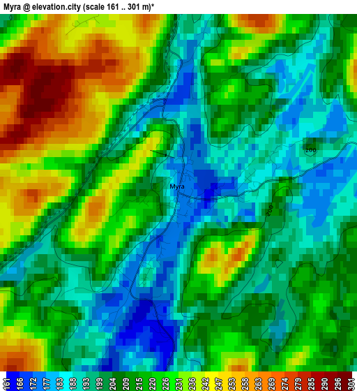 Myra elevation map