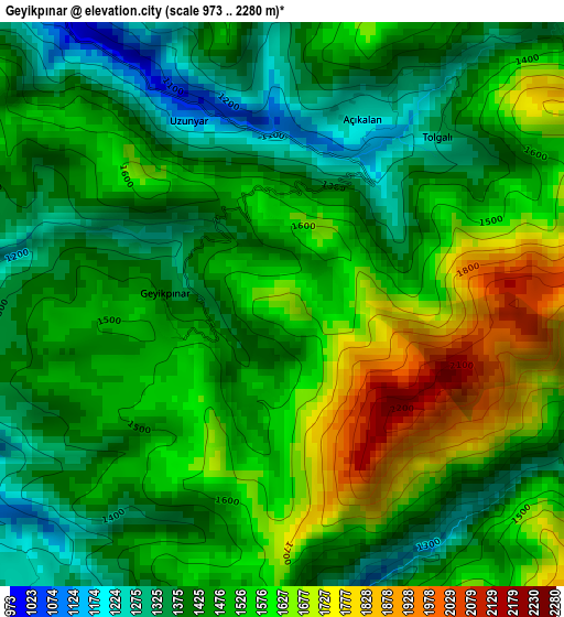 Geyikpınar elevation map