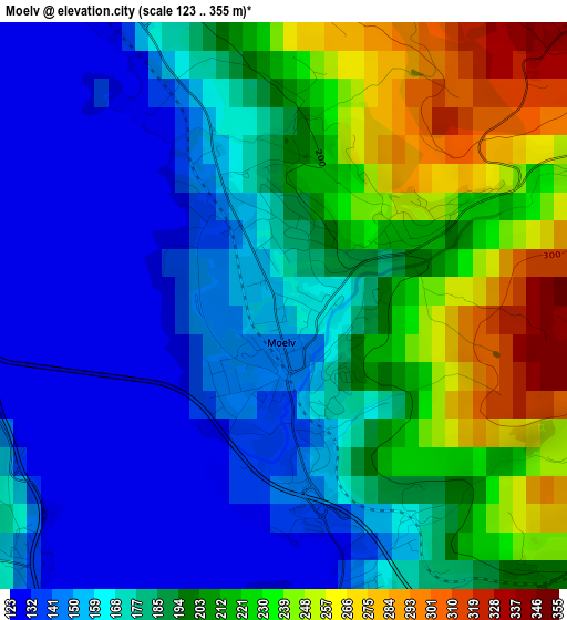 Moelv elevation map