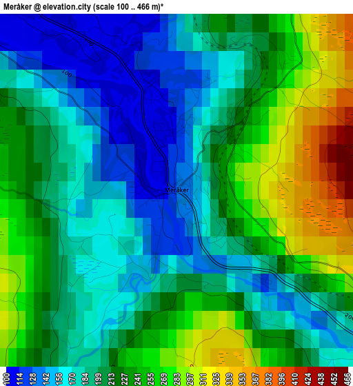 Meråker elevation map