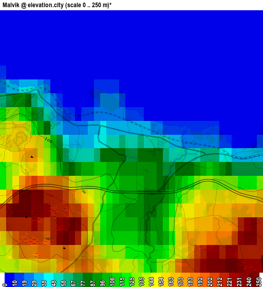 Malvik elevation map