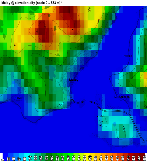 Måløy elevation map