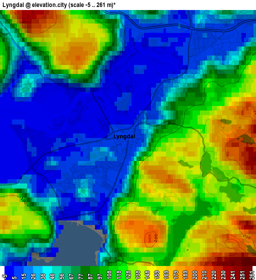 Lyngdal elevation map