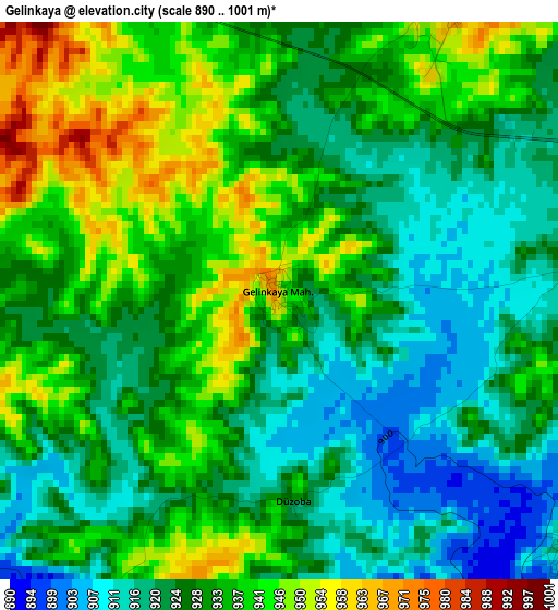 Gelinkaya elevation map