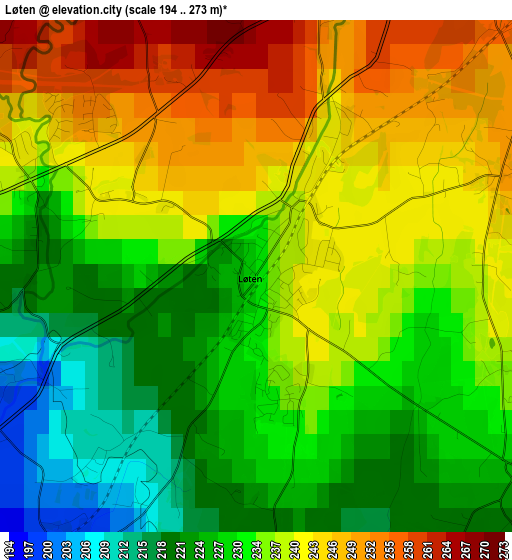 Løten elevation map