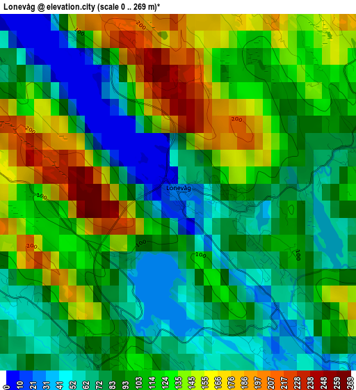 Lonevåg elevation map