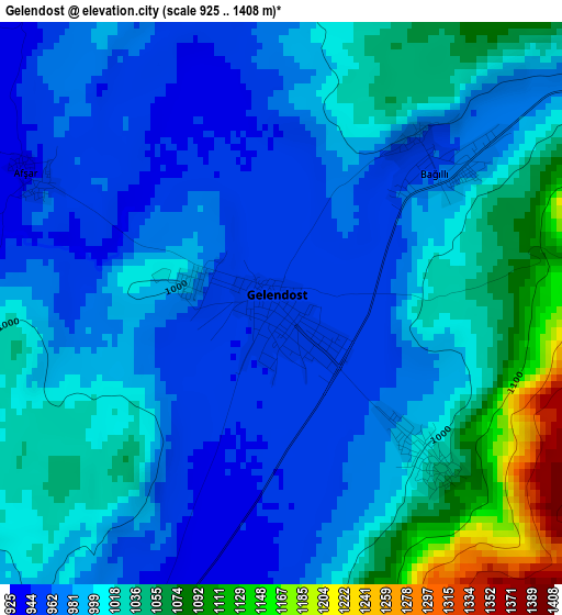 Gelendost elevation map