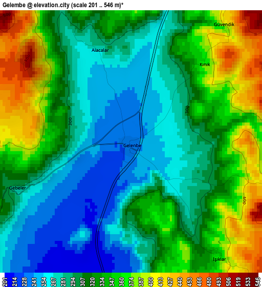 Gelembe elevation map