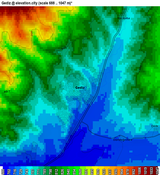 Gediz elevation map