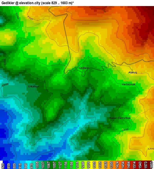 Gedikler elevation map