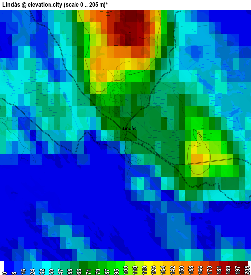 Lindås elevation map