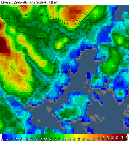 Lillesand elevation map