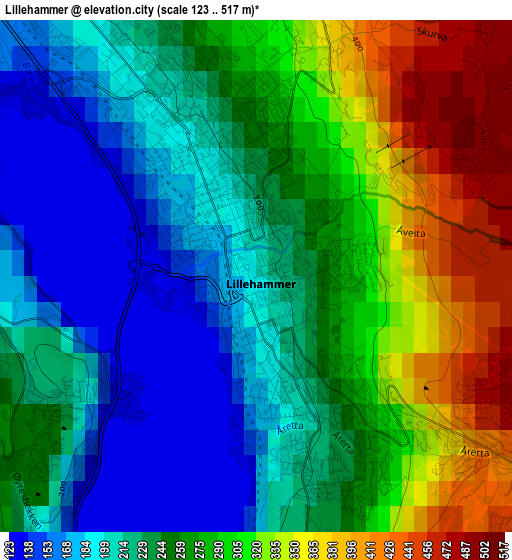 Lillehammer elevation map