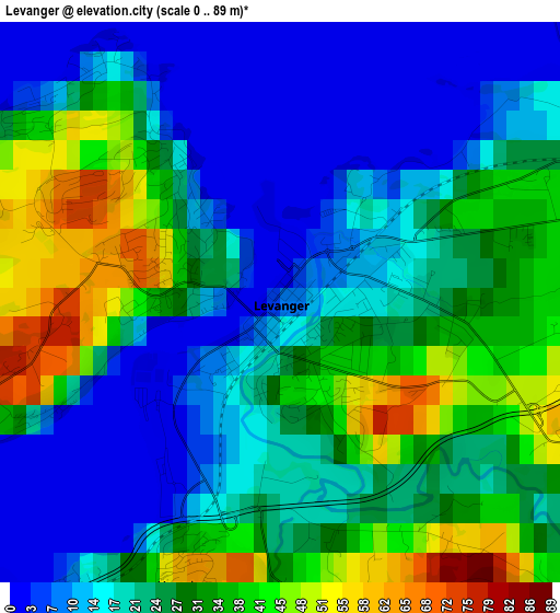 Levanger elevation map