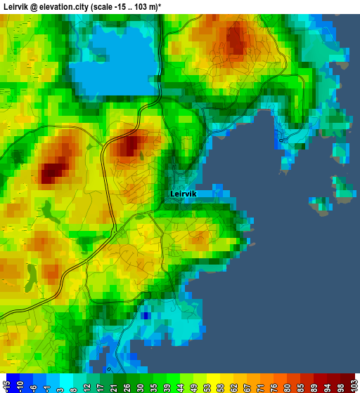 Leirvik elevation map