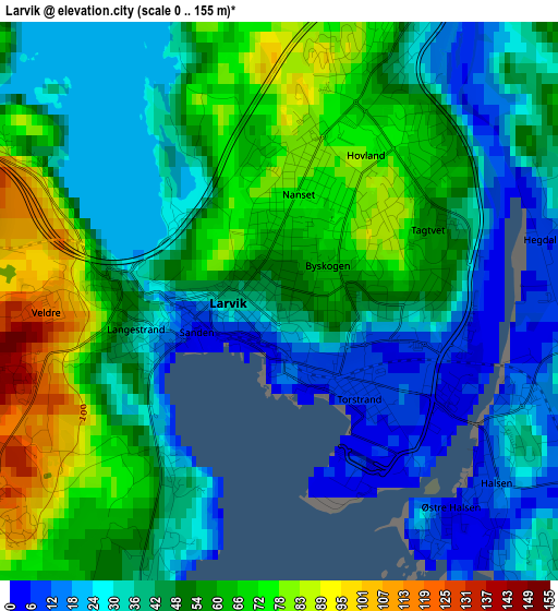 Larvik elevation map