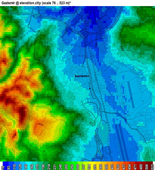 Gaziemir elevation map