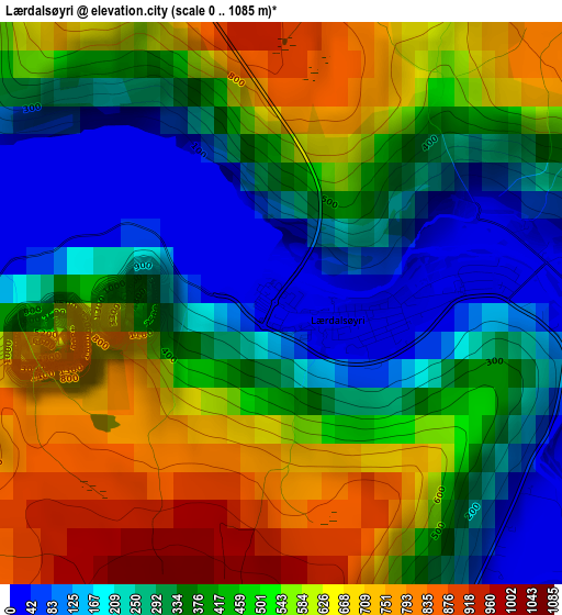 Lærdalsøyri elevation map