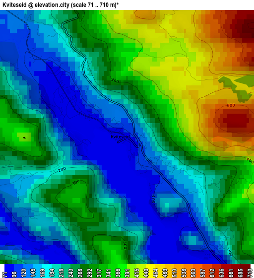 Kviteseid elevation map