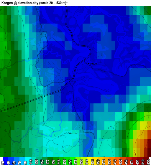 Korgen elevation map