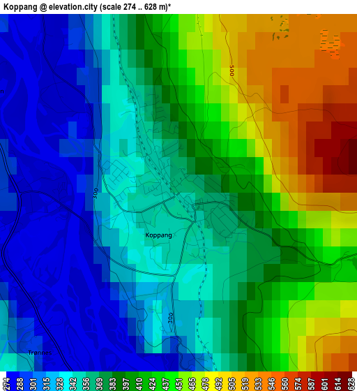 Koppang elevation map