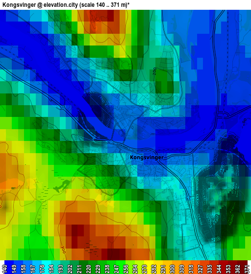 Kongsvinger elevation map