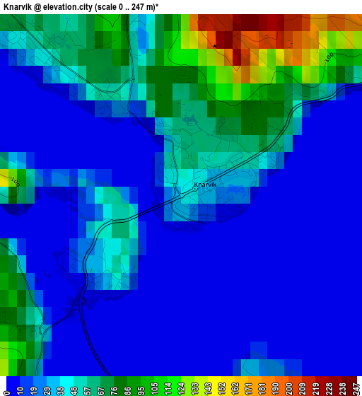 Knarvik elevation map