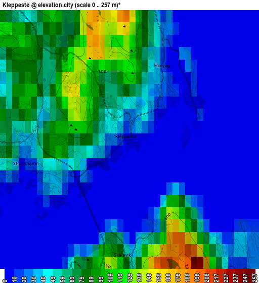 Kleppestø elevation map