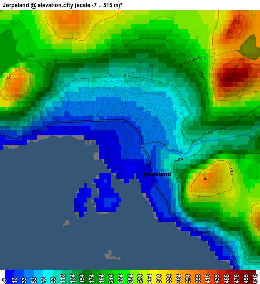 Jørpeland elevation map