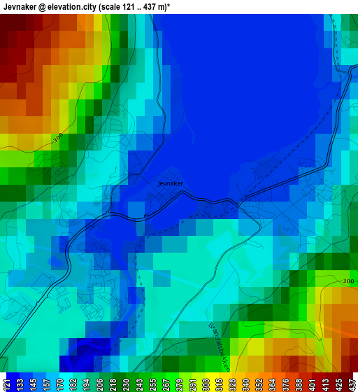 Jevnaker elevation map