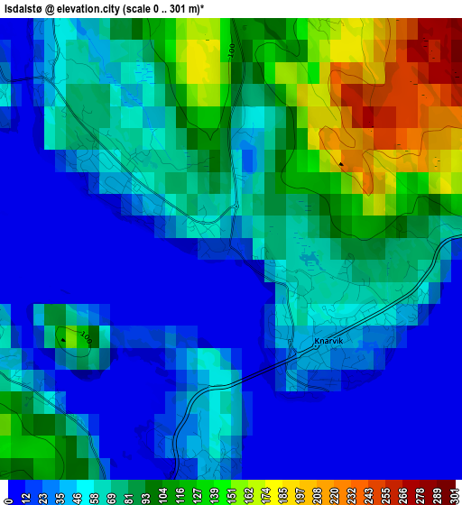 Isdalstø elevation map