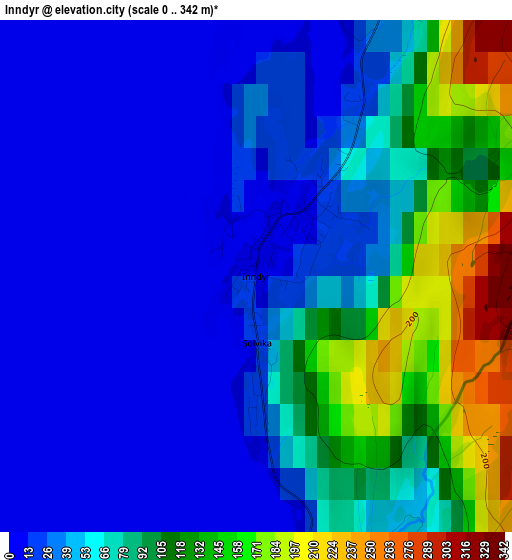 Inndyr elevation map